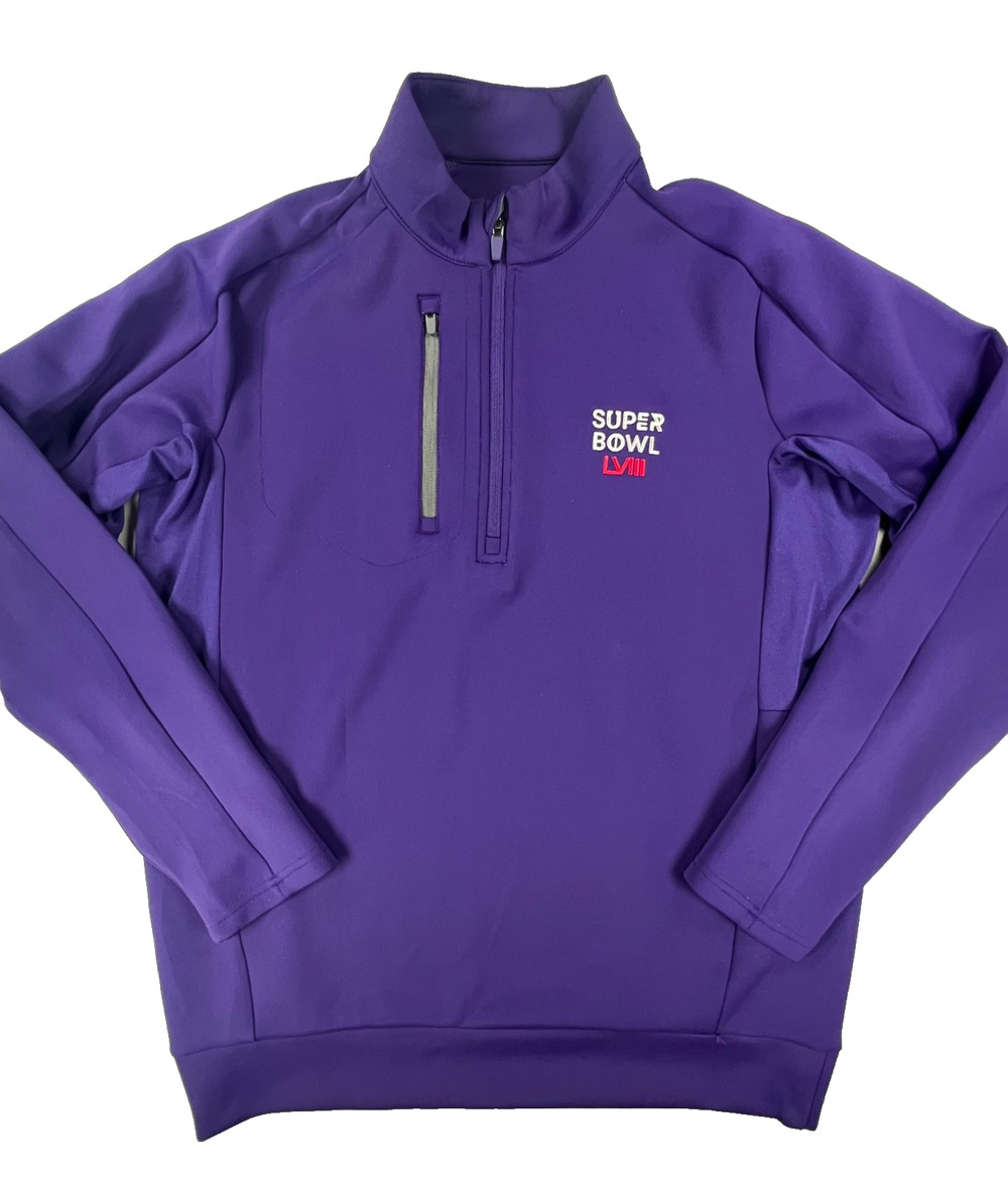 Antigua Super Bowl LVIII Purple 1/4 Zip Pullover Sweatshirt (Men's L) MSRP $150+